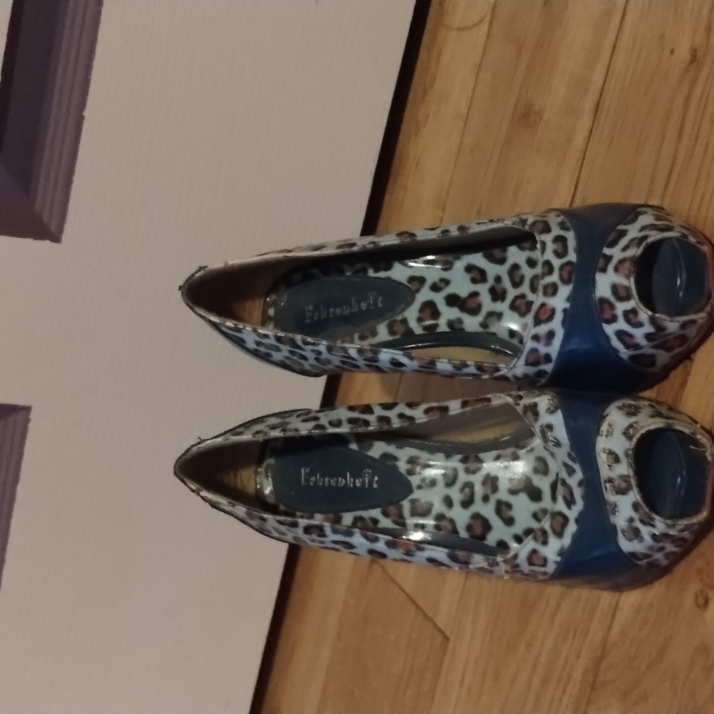 Eshrenhert Pink/Blue Leopard Print Heel